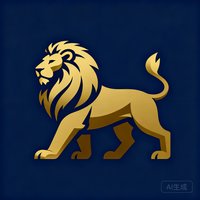 英格兰足球超级联赛官方图标，深蓝背景金色狮子图案